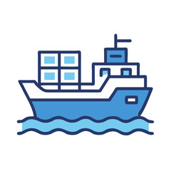 Obraz premium Cargo Ship Icon Representing International Freight – Shipping Transport Logistics Line Symbol