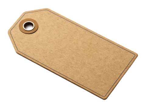kraft paper tag: blank label for branding and pricing isolated on white background.