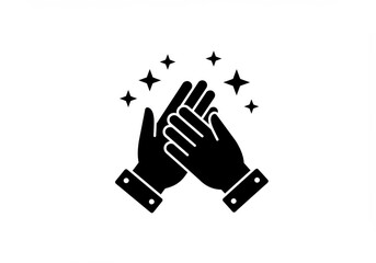 Fototapeta premium Clapping hands with stars isolated on white background