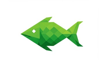 Geometric green fish isolate on white background