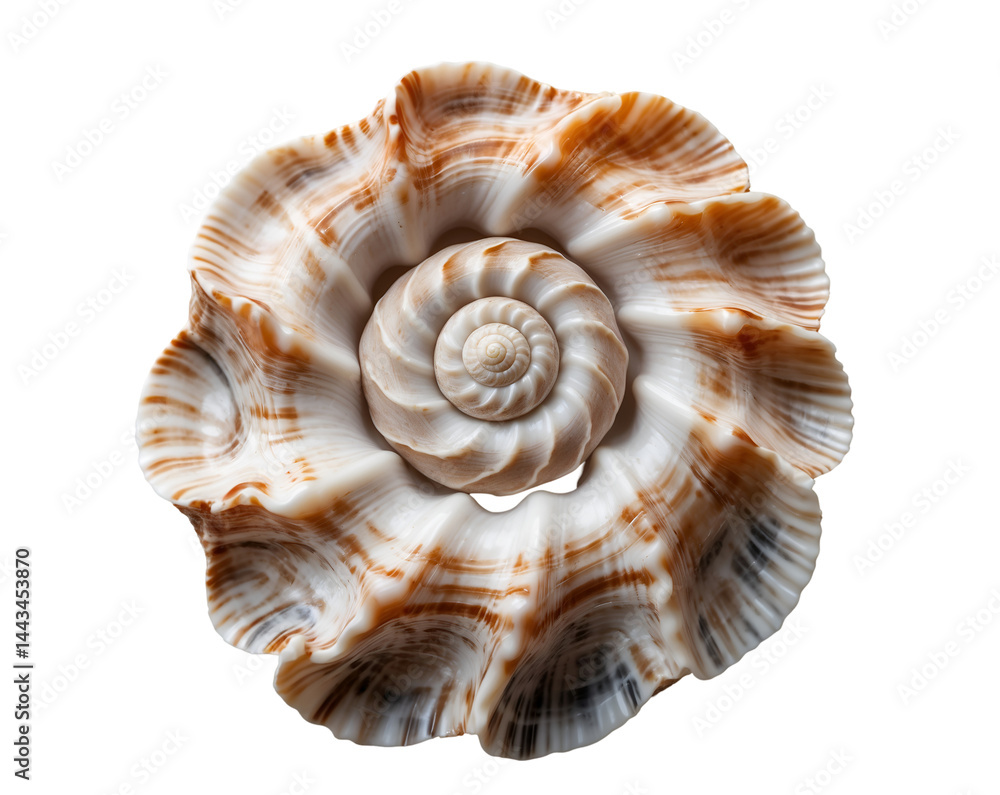 Poster intricate nerita shell isolated on plain, a study of smooth swirls and natural geometry showcasing d