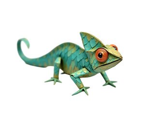 Fototapeta premium Intricate Origami Chameleon Sculpture, A Fusion of Art and Nature with Delicate Folds and Vivid Colors Displayed in Stunning Detail