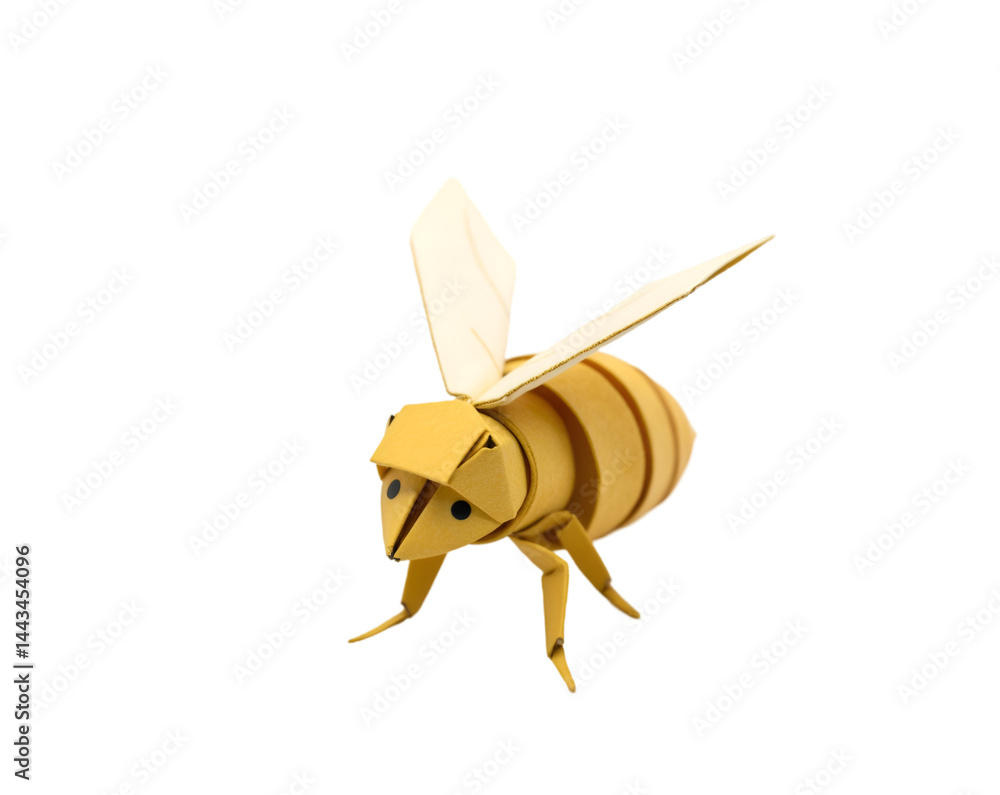Poster intricate paper art, a detailed origami bee captures the beauty and complexity of nature with its fo