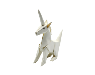 Intricate Origami Unicorn, A Symbol of Delicate Artistry and Mythical Charm, Evoking Precision and Creativity in Paper Folding Techniques with Subtle Shadow Play