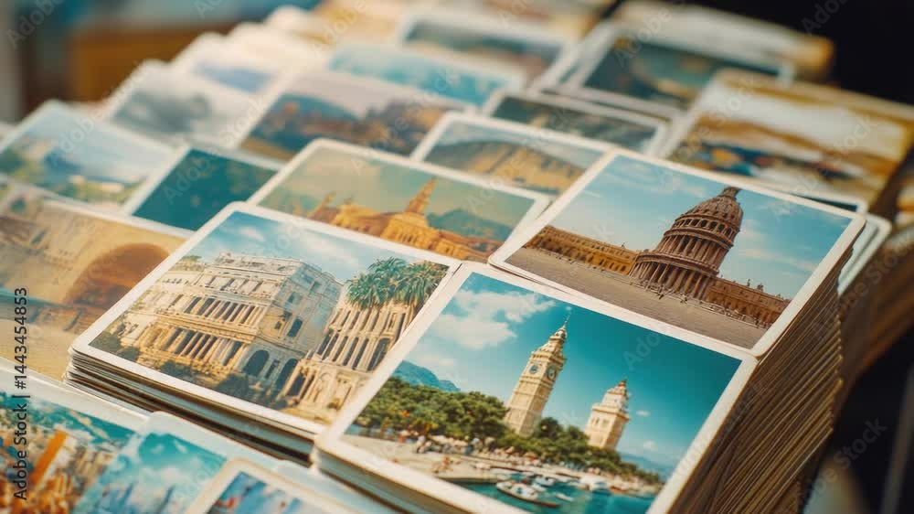 Poster a collection of postcards featuring images from around the world