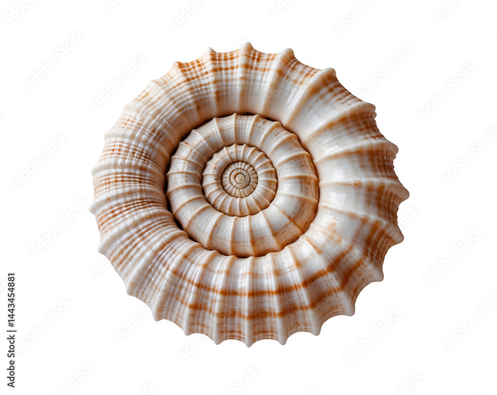 Poster intricate spirals, a detailed close-up of a conch shell displaying its natural geometry and texture 