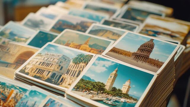 A collection of postcards featuring images from around the world