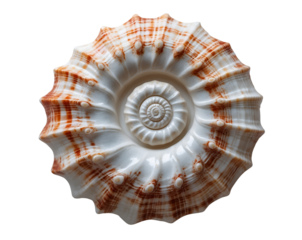Intricate spiral patterns on a triton shell, showcasing its elegant ridges and natural geometry against a simple background enhancing its unique beauty