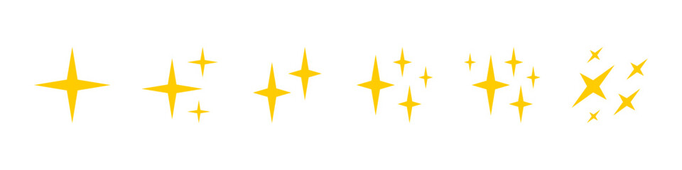 Sparkles symbol. Different black sparkle shapes. Vector illustration.