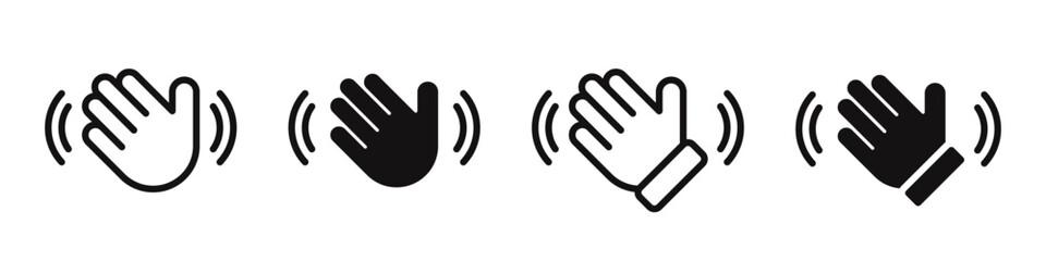 Waving hand icons set. Hello symbol collection. Vector illustration.