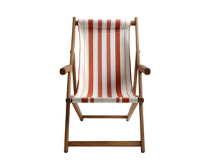 Isolated Beach Chair with Striped Fabric, A 3D Rendering of a Classic Summer Accessory, Perfect for Relaxation, Vacations, and Coastal Themes, Ideal for Stock Photography