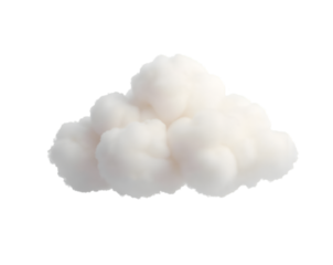 Isolated Cloud Formation, A Digitally Rendered, Soft White Cloud Against a Uniform , Presenting a Dreamlike Quality with Gentle Curves and Subtle Volumetric Details