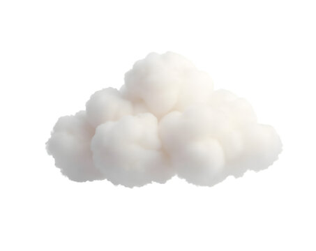 Isolated Cloud Formation, A Digitally Rendered, Soft White Cloud Against a Uniform , Presenting a Dreamlike Quality with Gentle Curves and Subtle Volumetric Details
