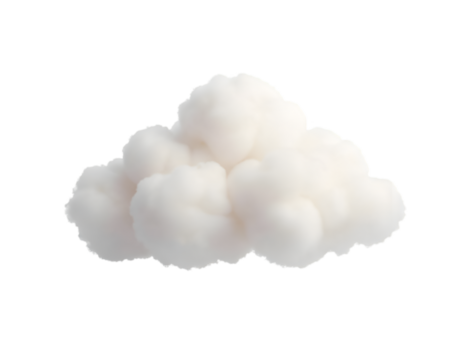 Isolated Cloud Formation, A Digitally Rendered, Soft White Cloud Against a Uniform , Presenting a Dreamlike Quality with Gentle Curves and Subtle Volumetric Details