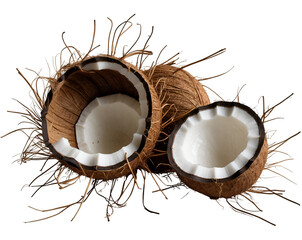 Isolated cluster of dried coconut fronds showcases intricate textures and organic shapes against a neutral backdrop, emphasizing natural beauty and tropical essence