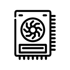 CPU with Fan Cooling System Icon &ndash; Processor Air Cooling Outline Vector