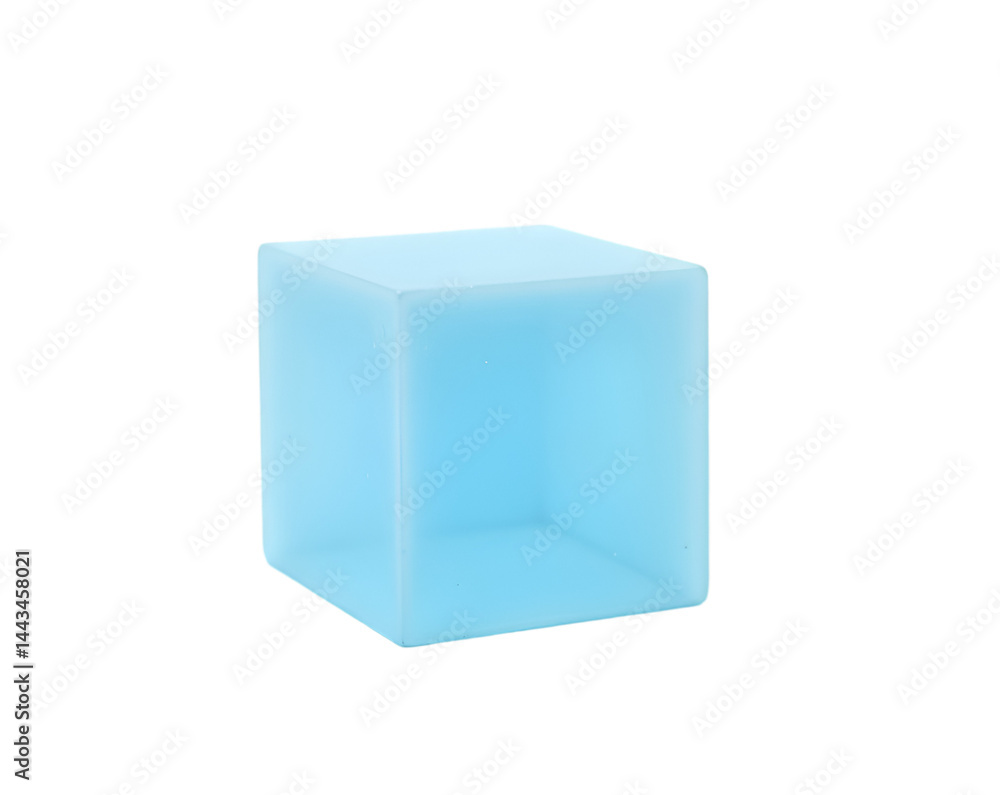 Poster isolated cool blue cube with a frosted appearance conveying a sense of serenity and calmness suitabl