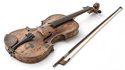 Obraz premium Antique Violin with Bow