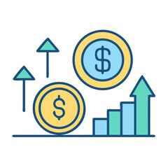 Global Currency Exchange and Growth Icon: Financial Market Success and Wealth Development Design