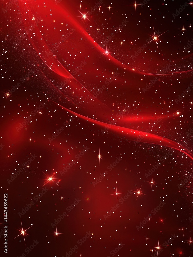 Poster red background with stars and sparkles