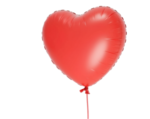 Isolated Heart-Shaped Red Balloon Symbolizing Love and Celebration against a Plain White Background perfect for Valentine's Day Designs