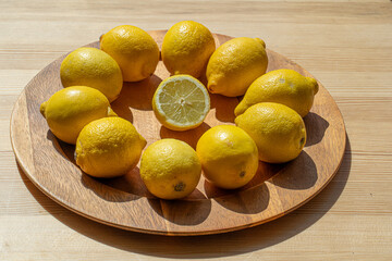 tray with fresh lemons
