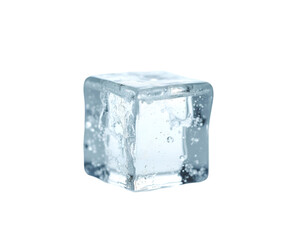 Obraz premium Isolated Ice Cube Radiating Refreshment, A Study in Transparency and Detail capturing its frosty essence and crystalline clarity against an empty space