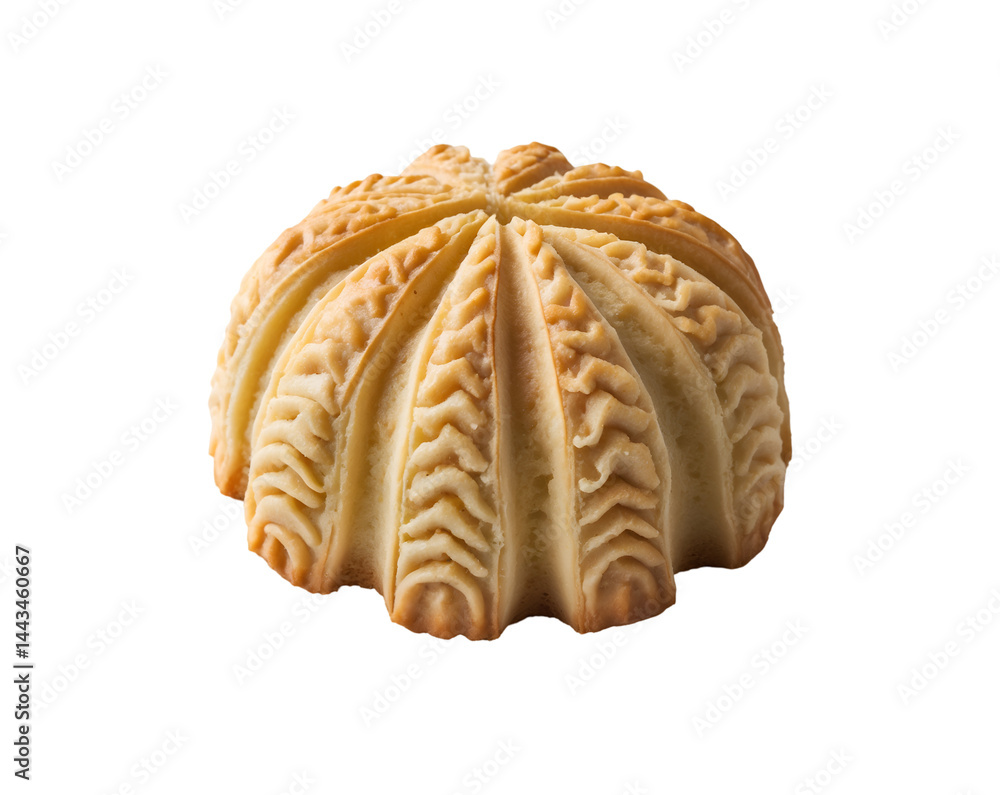 Aufkleber isolated melonpan with intricately patterned crust, showcasing its unique texture and culinary appea