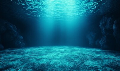 Fototapeta premium A dark blue art background with space for design is depicted in an abstract black and blue watercolor