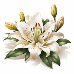 bouquet of white lilies isolated