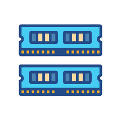 High-Speed Dual RAM Memory Stick Icon: Computer Hardware Upgrade & Data Processing Component