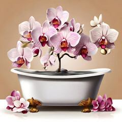 pink orchid in a bowl