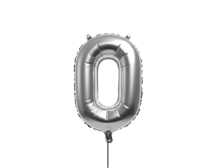 Isolated plain white background featuring a letter shaped silver balloon, ideal for party decorations and celebratory occasions, suitable for any events