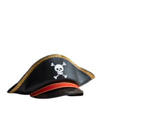Isolated pirate hat on a treasure hunt concept, showcasing golden coins alongside a symbol of adventure, mystery and potential wealth, evoking pirate tales