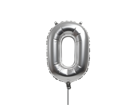 Isolated plain white background featuring a letter shaped silver balloon, ideal for party decorations and celebratory occasions, suitable for any events