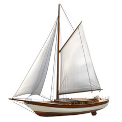 Obraz premium 3D Soft Yacht With Sails isolated on a transparent background
