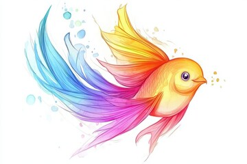 Colorful Stylized Fish Swimming in a Vivid Artistic Style