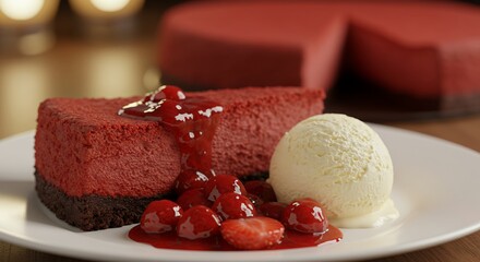 Red Velvet Cheesecake with Ice Cream