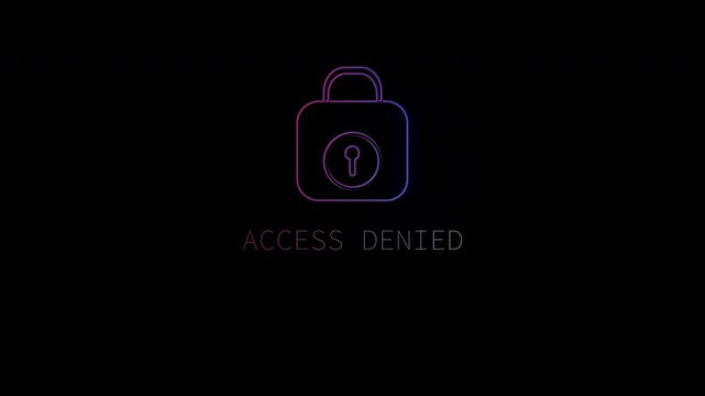 "Access Denied" Screen, Access to device or network or information is denied due to security risk, Futuristic lock, cyber defense and cyber security concept, hacking and protection, alpha channel