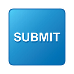 Submit blue square button symbol icon isolated on a white background. Click and action button for web template, applications, development. Vector illustration EPS 10.