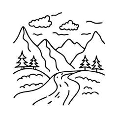 mountain river icon, mountain river vector illustration-simple illustration of mountain river, perfect for mountain river logos and icons