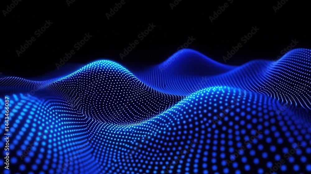 Poster futuristic abstract wave dot particle background isolate, abstract background with a wave of dots on