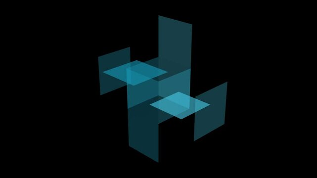 Cube unfolding in animation graphics. 