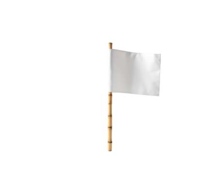 Minimalist Banner, A Crisp White Rectangular Flag on a Bamboo Pole Symbolizing Purity Simplicity and New Beginnings in a Modern and Clean Design Concept