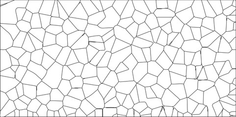 Obraz premium Abstract lines in black and white tone of many squares and rectangle shapes. Abstract metal grid isolated on the white background. White color Broken Stained-Glass Background with black lines.