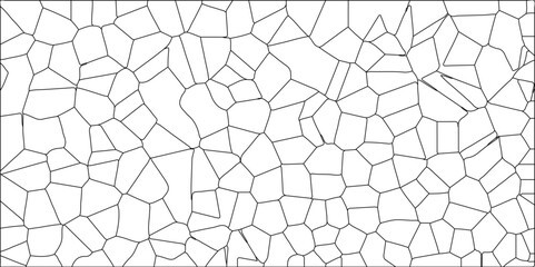 Abstract lines in black and white tone of many squares and rectangle shapes. Abstract metal grid isolated on the white background. White color Broken Stained-Glass Background with black lines.