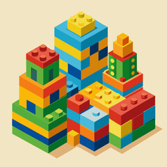 Fototapeta premium Colorful Toy Building Blocks