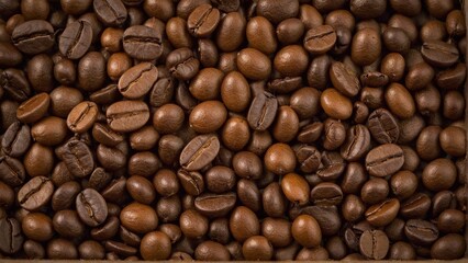An Abundance of Roasted Coffee Beans: Aromatic, Warm, and Inviting, Perfect for Mornings or Relaxing Afternoons.