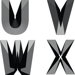 Geometric Illusion Typography: Letters U to X