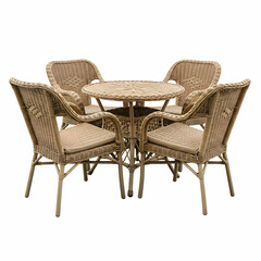 Fototapeta premium Elegant Wicker Patio Dining Set: 4 Chairs & Round Table